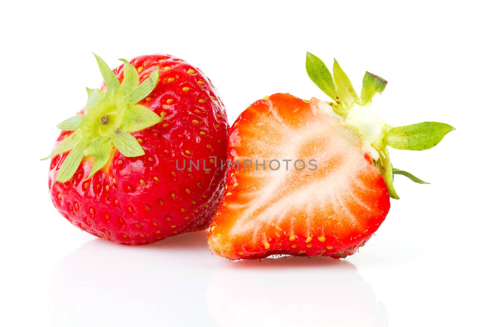 Isolated fruit strawberries over white background