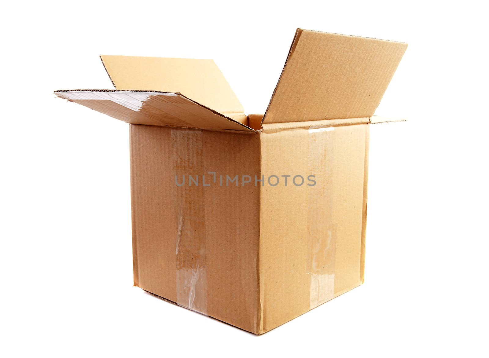 one big empty cardboard box over white background