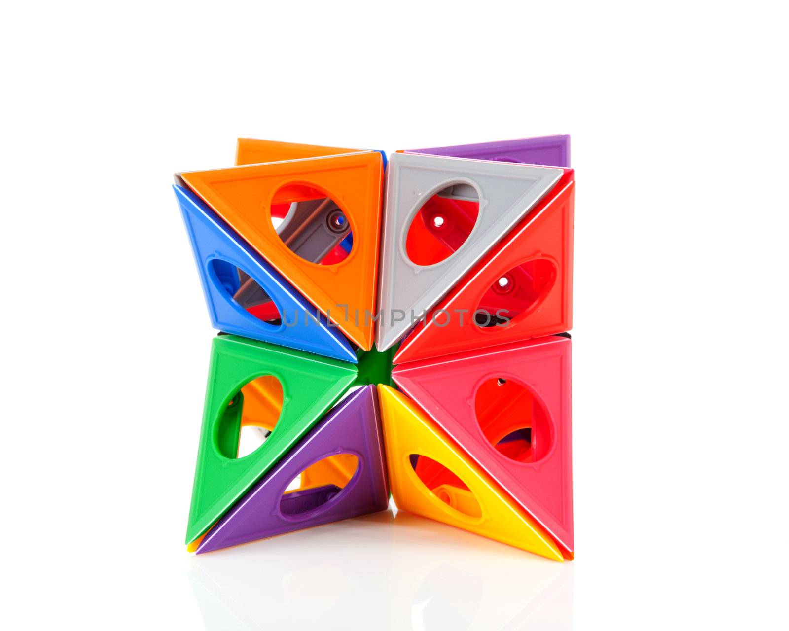 colorful plastic play toy over white background