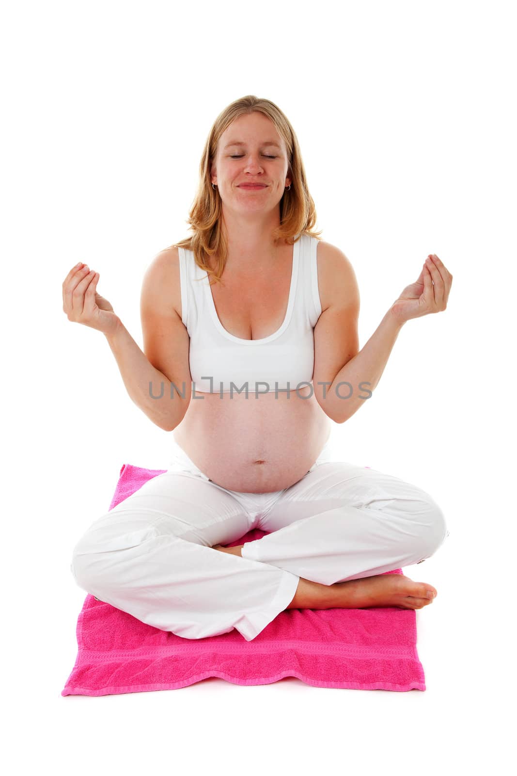 woman doing meditative pregnancy yoga  by sannie32