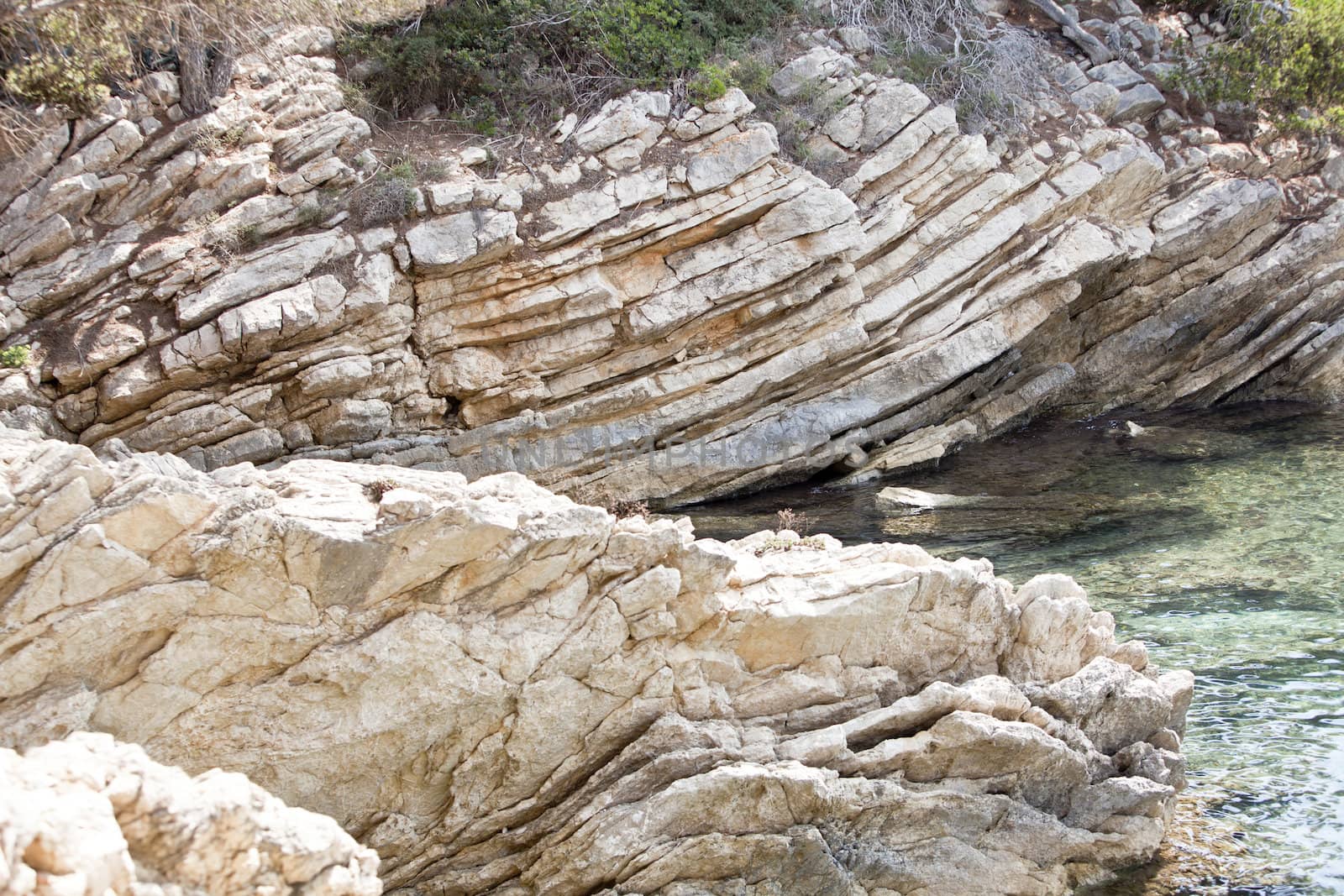 beautiful riffs rock stone sea ocean in summer by juniart