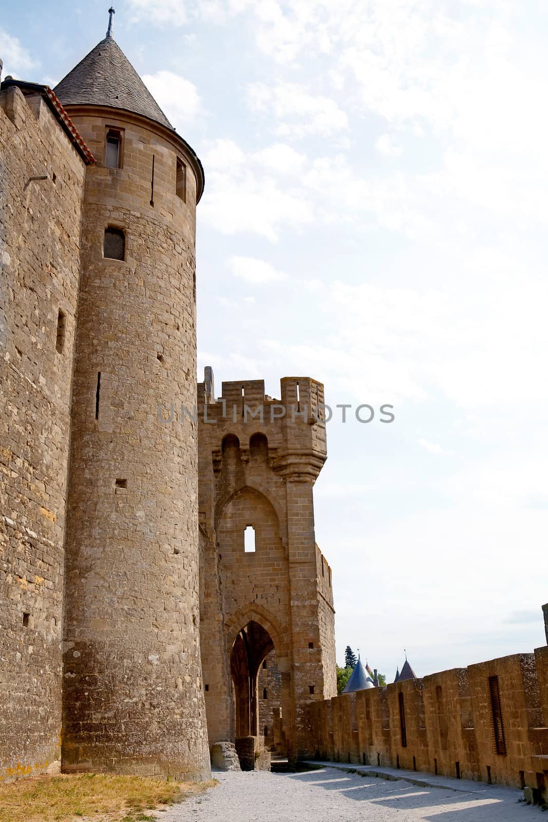the ancient castle of carcasonne in france