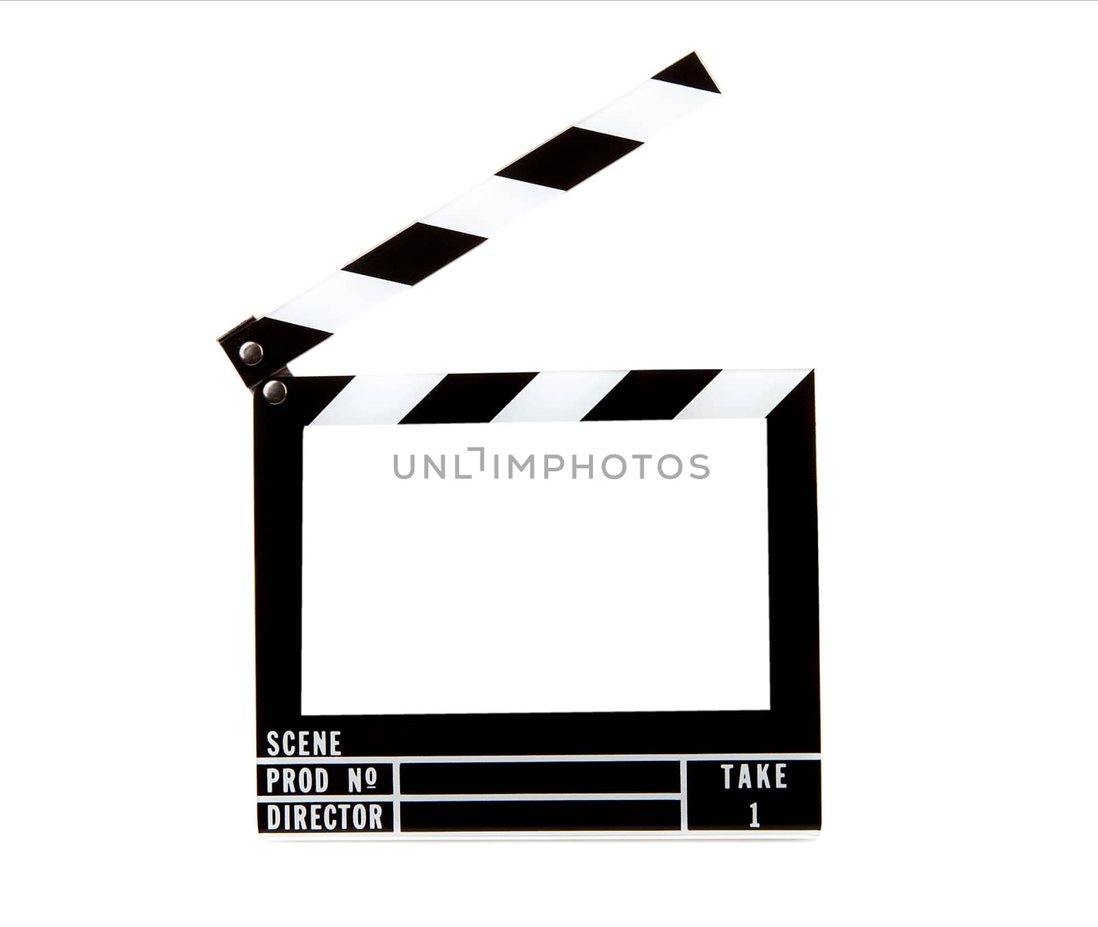 Movie clapper board isolated over white background

