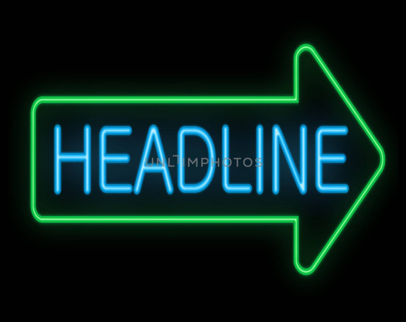 Illustration depicting a neon signage with a headline concept.