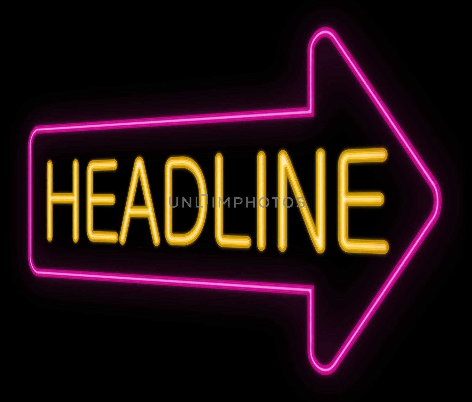 Illustration depicting a neon signage with a headline concept.
