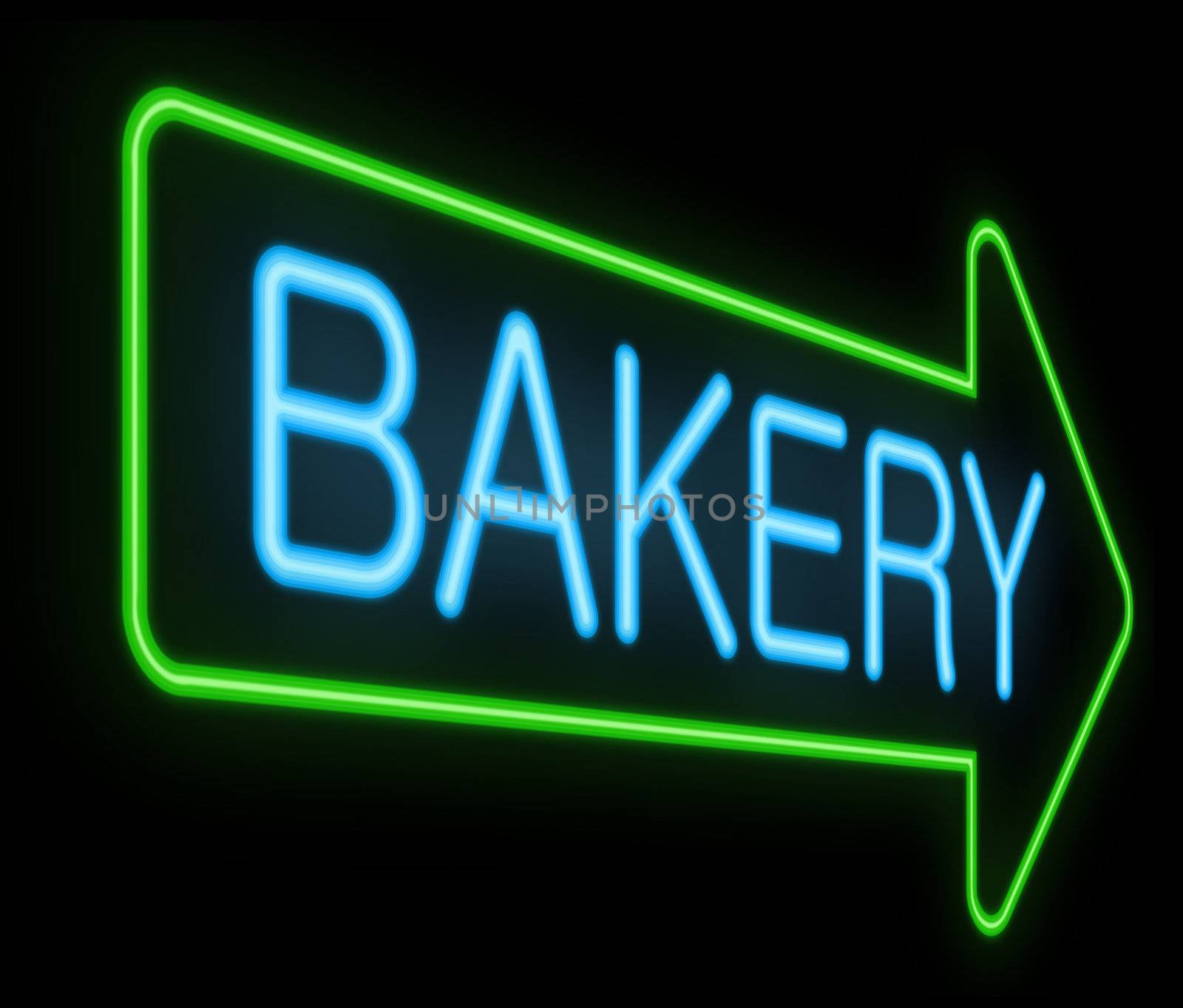 Illustration depicting a neon signage with a bakery concept.