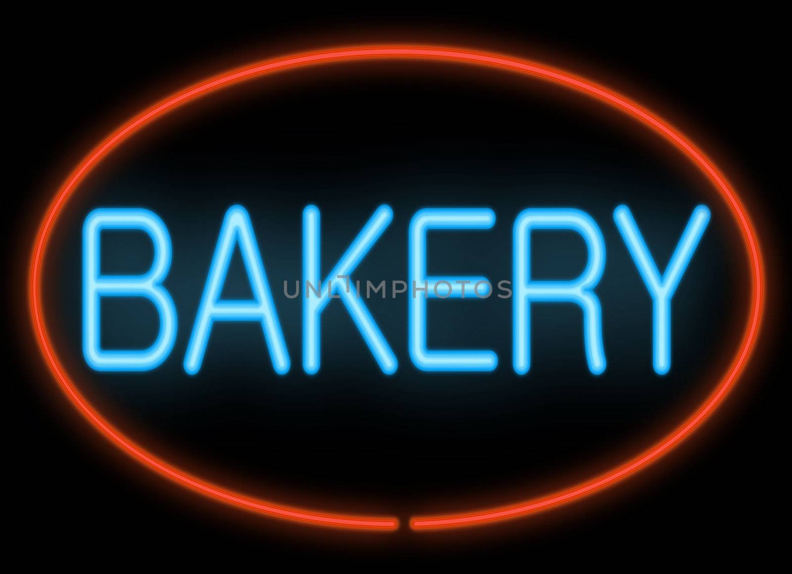 Illustration depicting neon signage with a bakery concept.