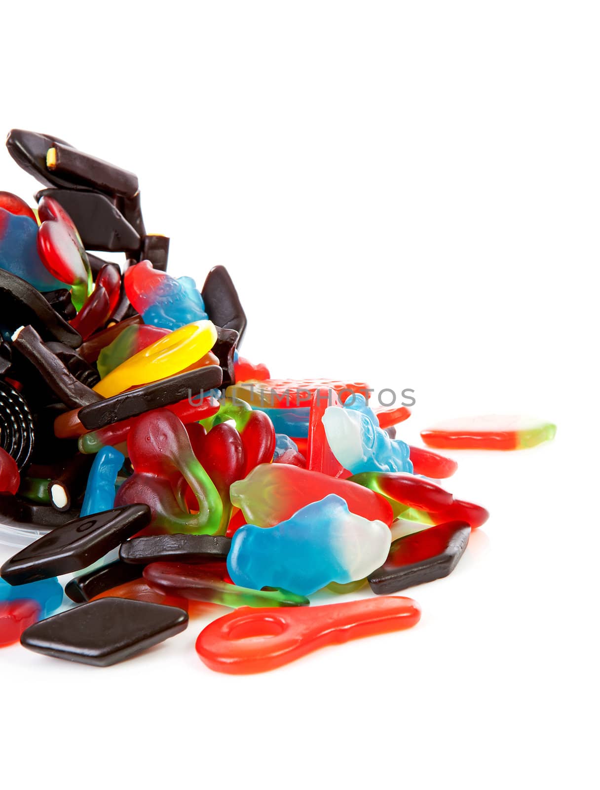 Colorful candy licorice sweets isolated on white background 
