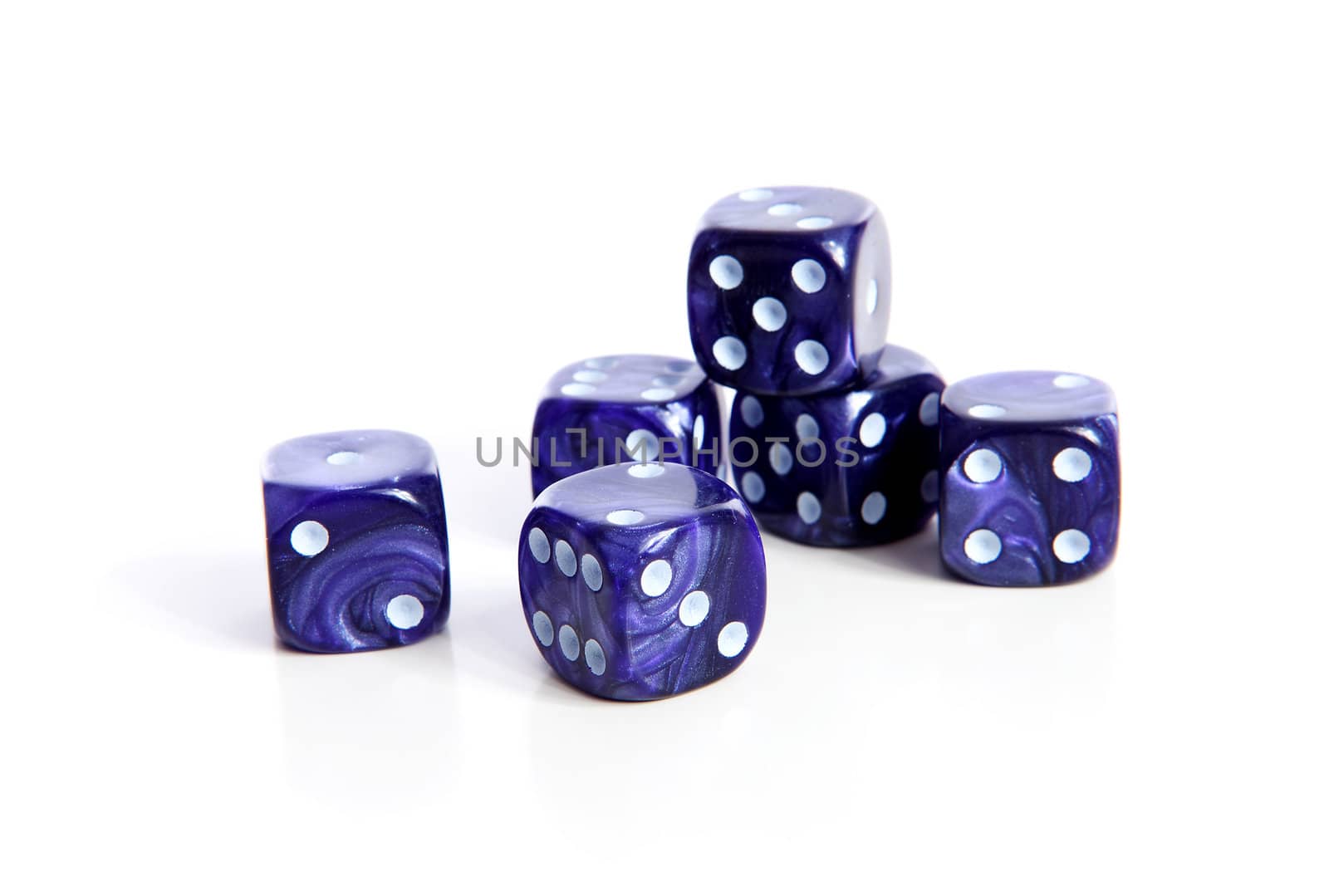 couple of purple dices isolated on white background