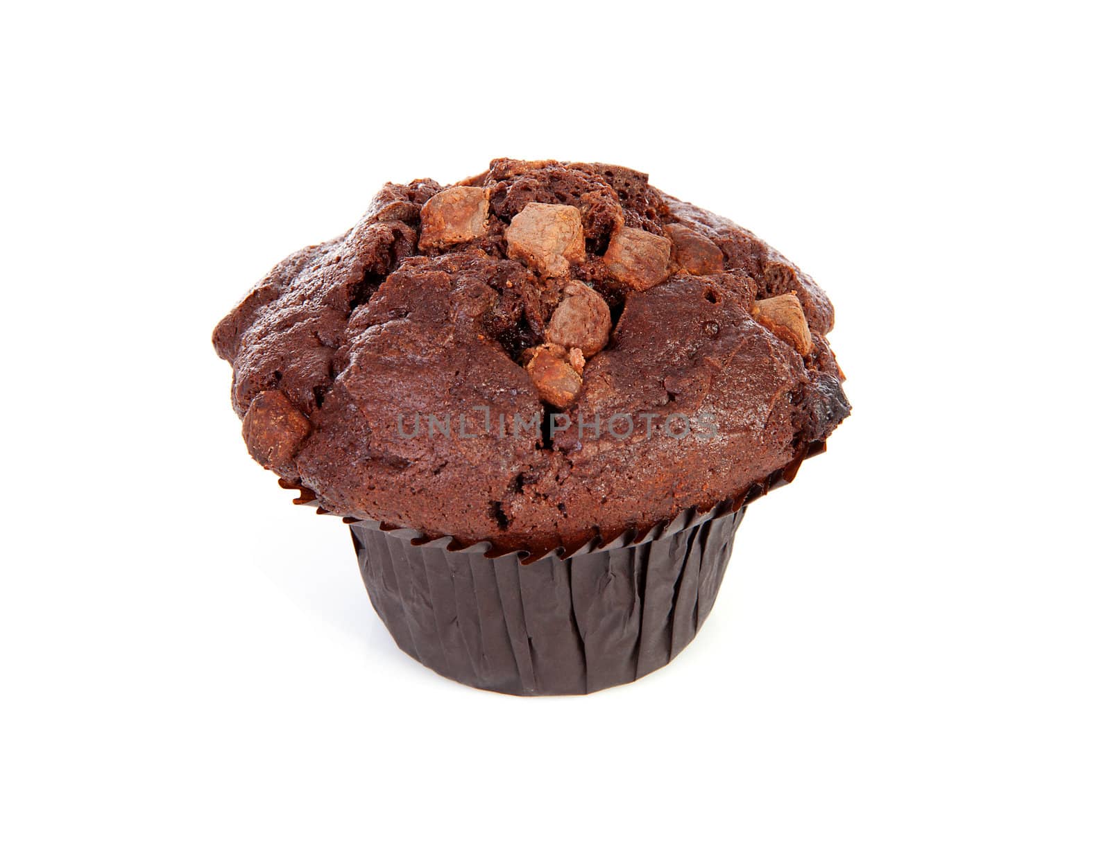 one brown chocolate muffin