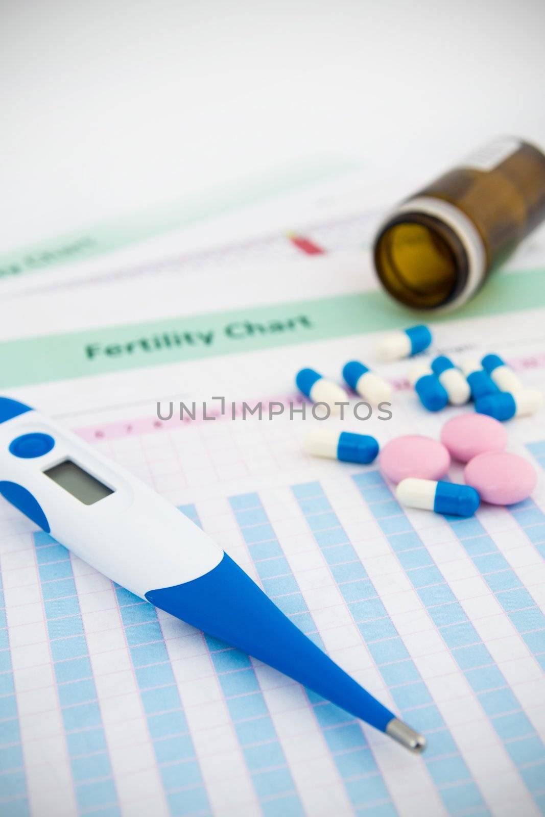 Electronic thermometer and pills on fertility chart by simpson33
