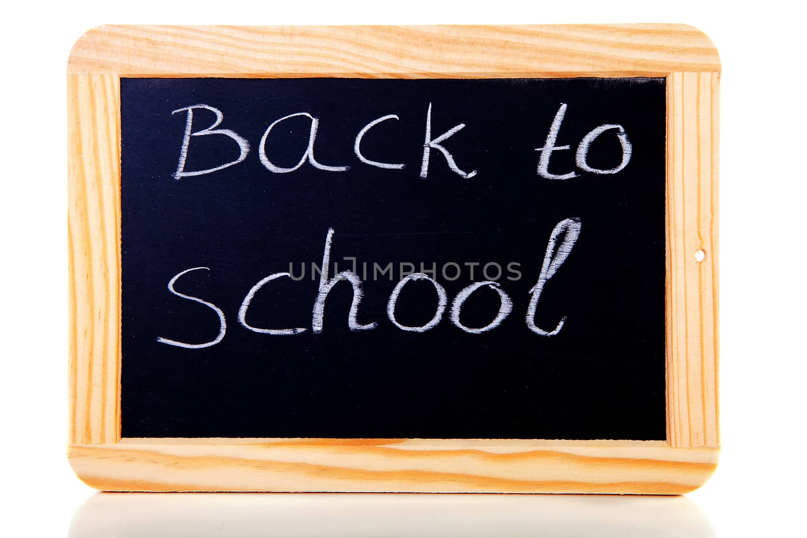 back to school written on blackboard slate over white background