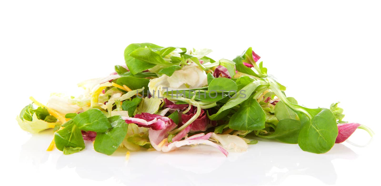 Pile of fresh lettuce isolated on white background 