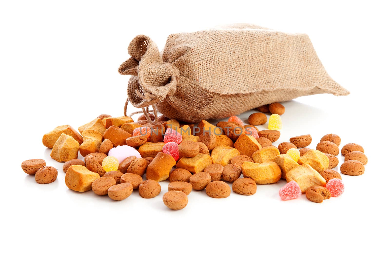 Bag with typical dutch sweets: pepernoten (ginger nuts) for Sinterklaas; celebration at 5 december in the Netherlands