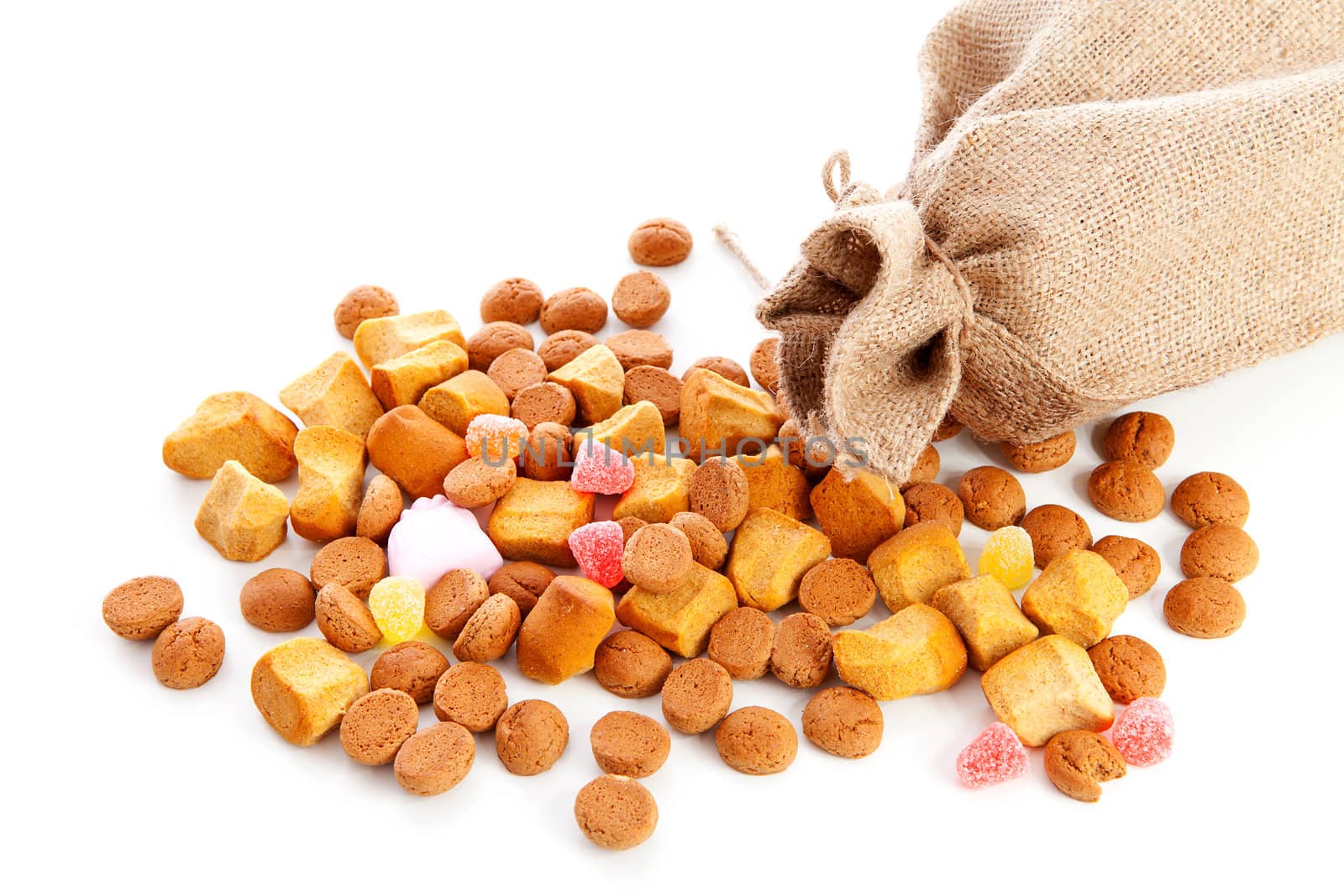 Bag with typical dutch sweets: pepernoten (ginger nuts) for Sinterklaas; celebration at 5 december in the Netherlands