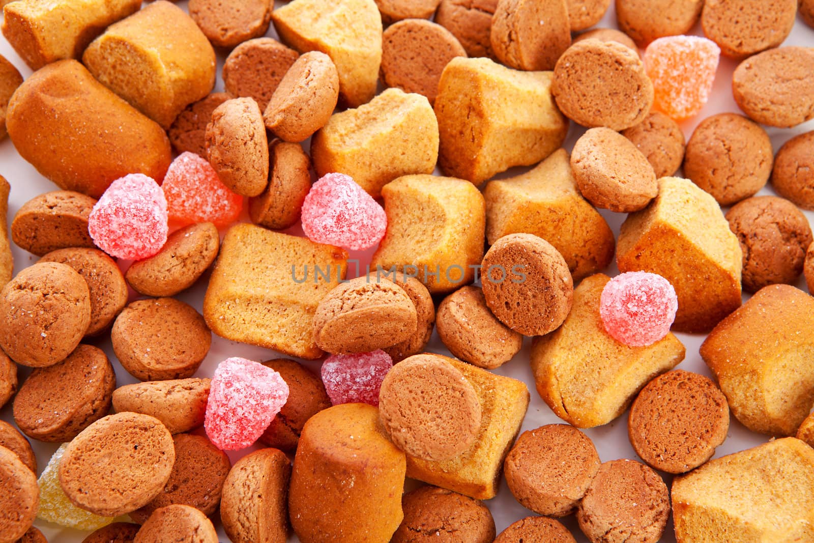 Typical dutch sweets: pepernoten (ginger nuts) for Sinterklaas; celebration at 5 december in the Netherlands in closeup