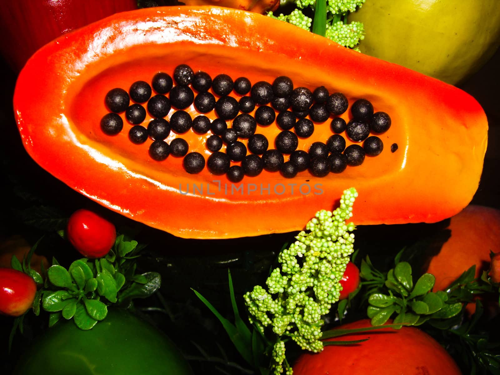 Immitation fruit display at outdoor Mexican market