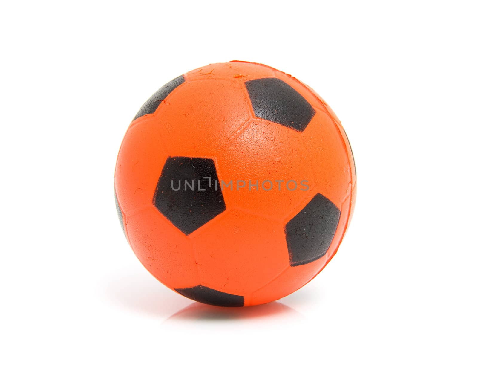Orange soccer ball isolated on white background