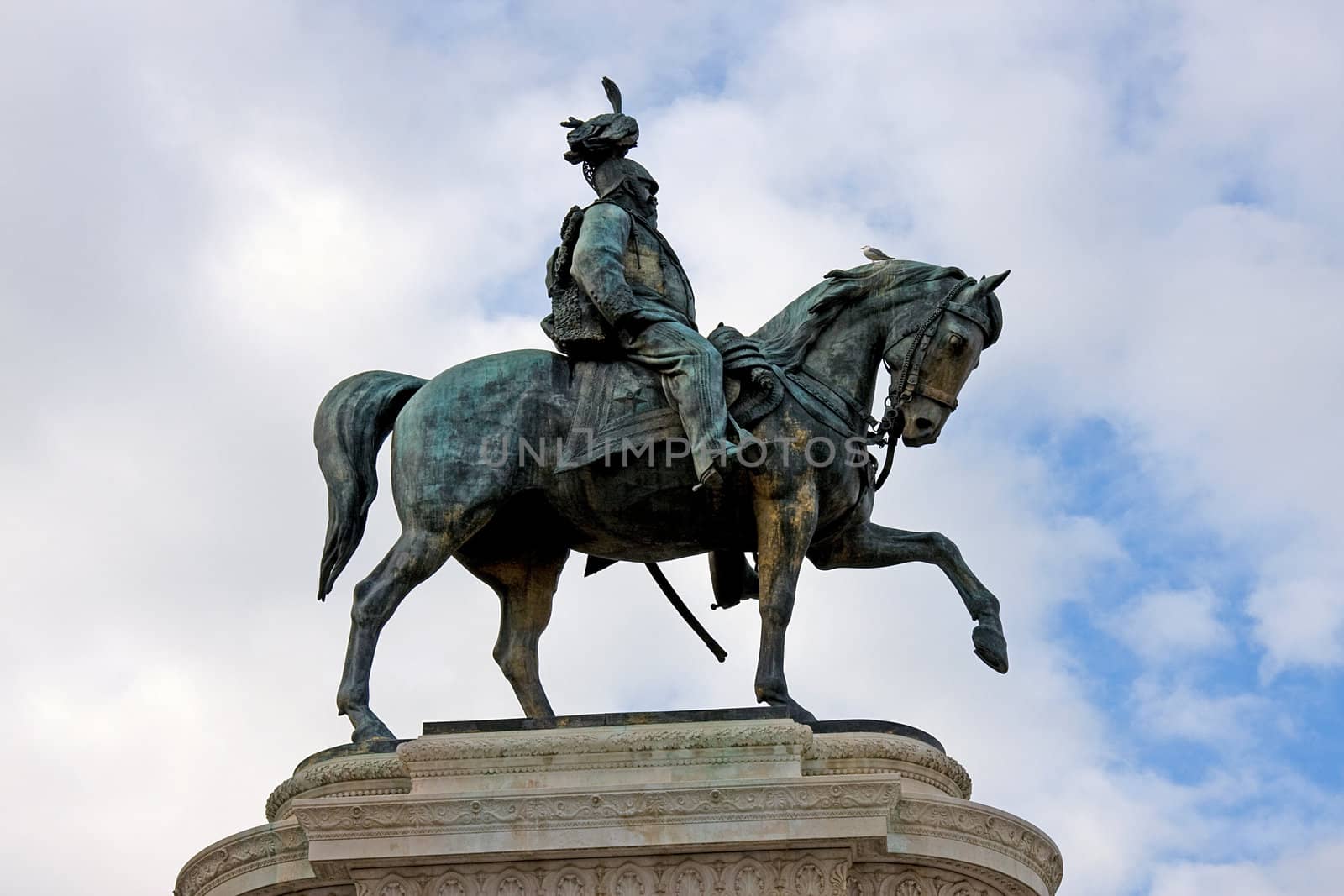 Statue of Vittorio Emanuele on Piazza Venezia in Rome, Italy.