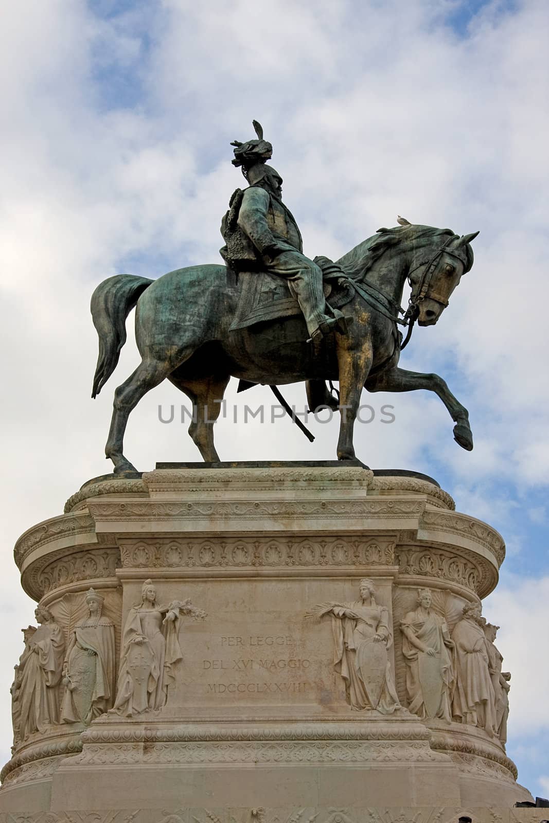 Statue of Vittorio Emanuele on Piazza Venezia in Rome, Italy.
