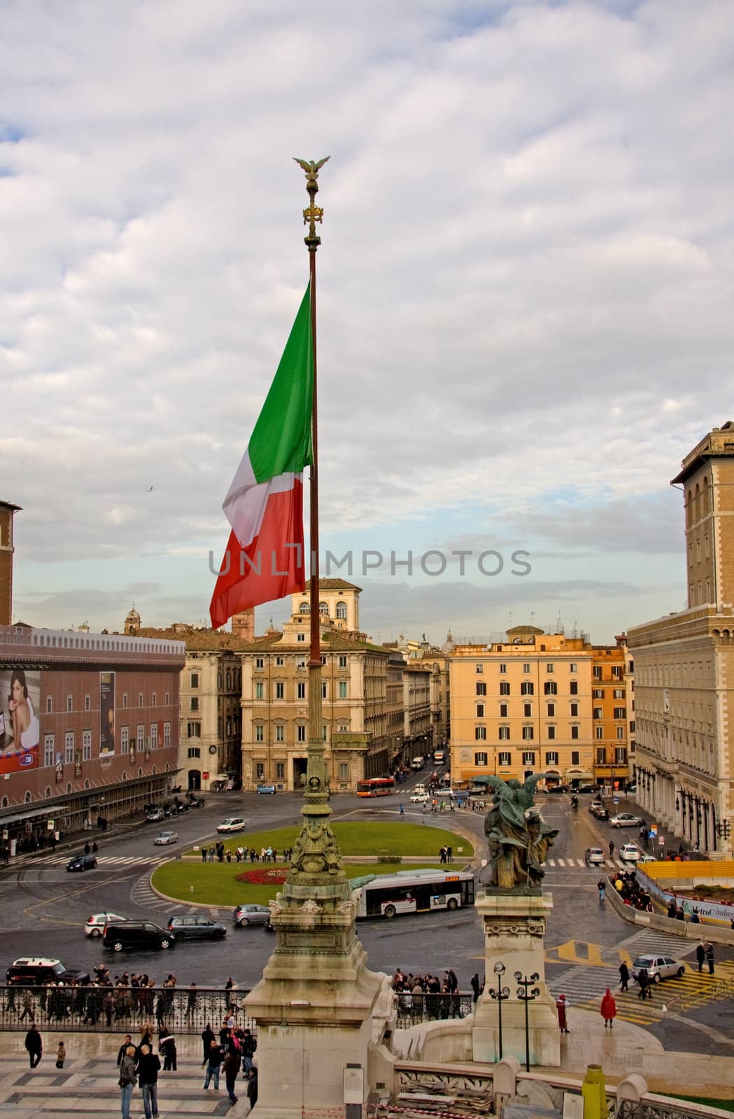 The Piazza Venezia is a piazza in central Rome, Italy. It takes its name from the adjacent Palazzo Venezia, the former embassy in the city of the Republic of Venice. Monument for Victor Emenuel II.