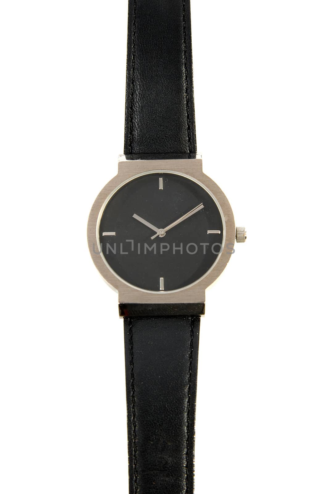 black watch in closeup over white background