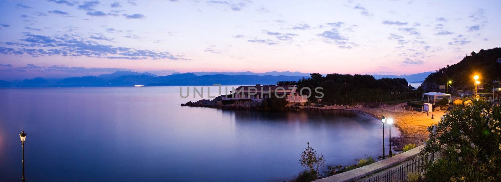 Morning landscape on Corfu island, Greece panorama