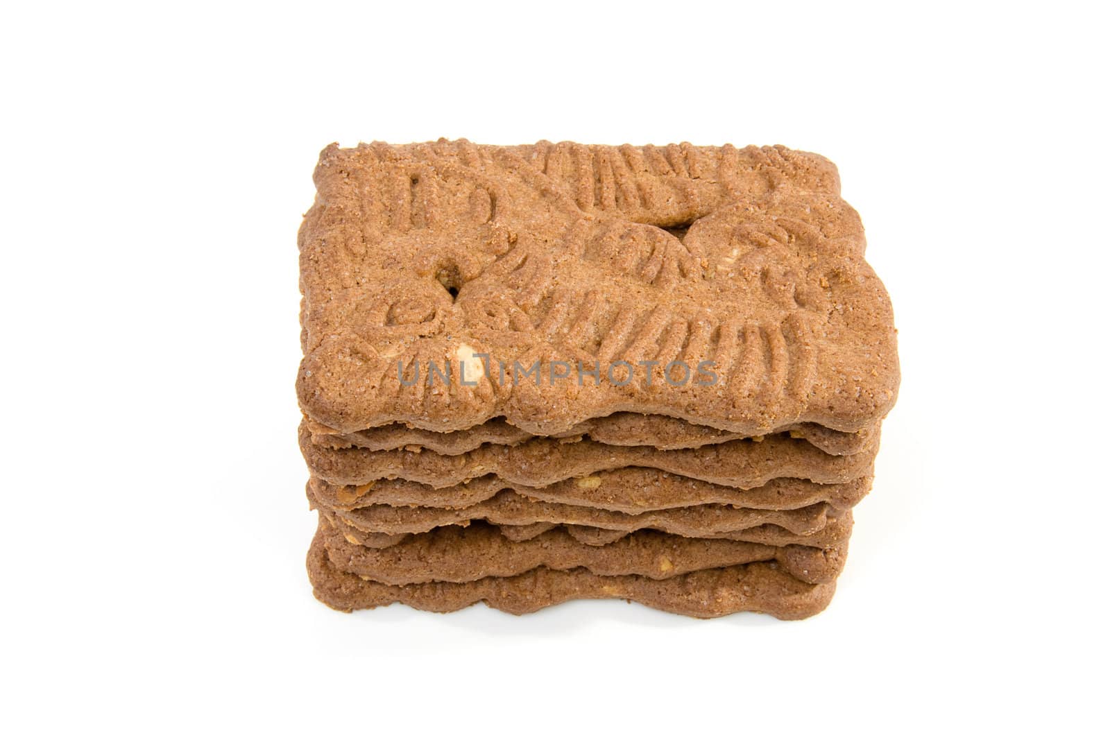 Dutch speculaas biscuit cake isolated on white background