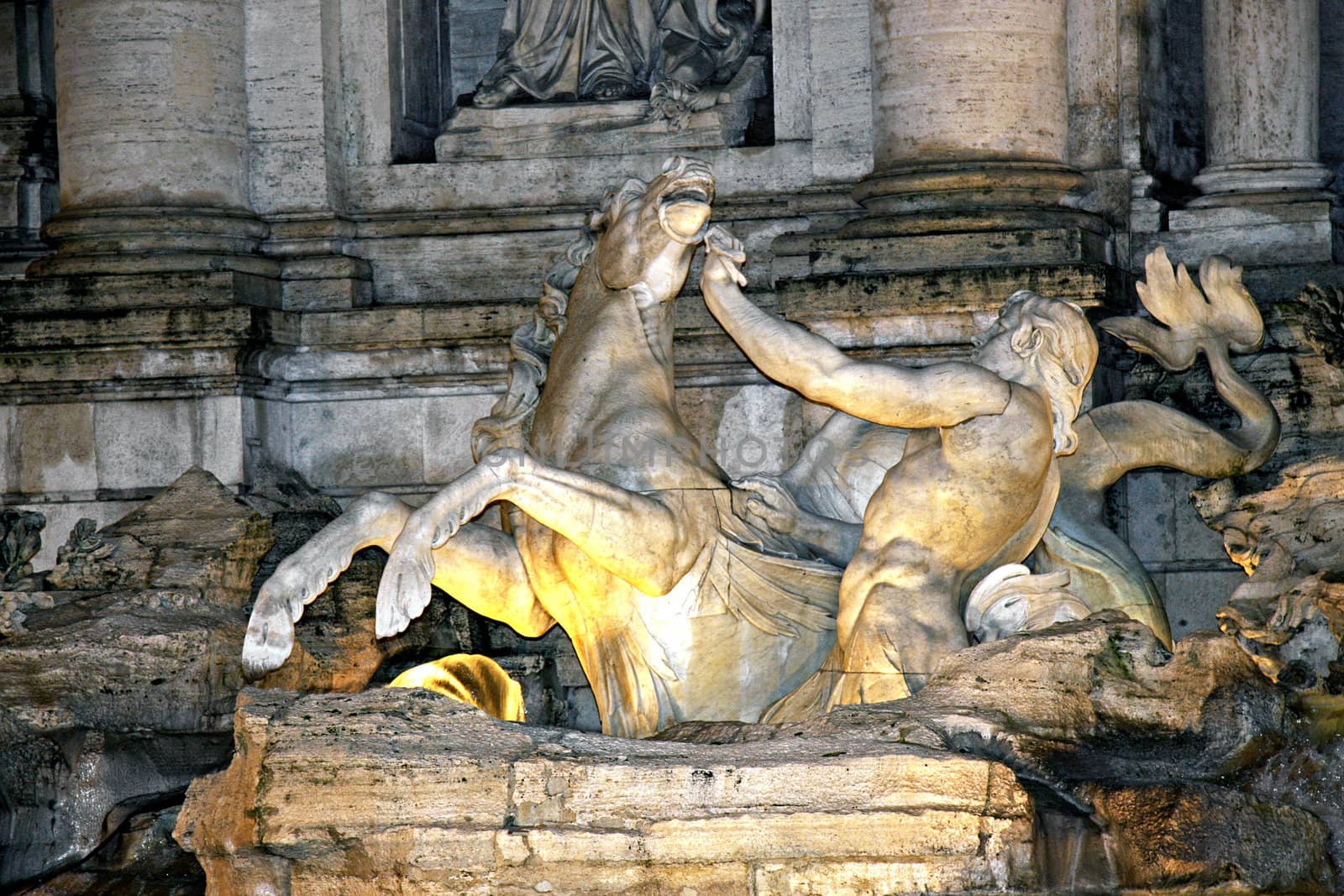 View of Fountain Di Trevi in Rome, Italy, in the evening