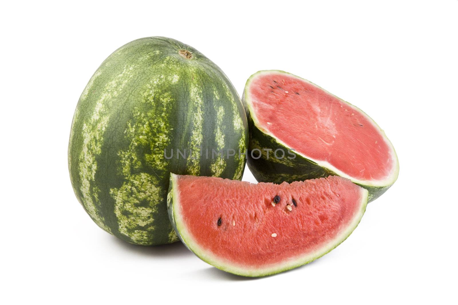 Fresh juicy watermelon isolated on white background, fruit
