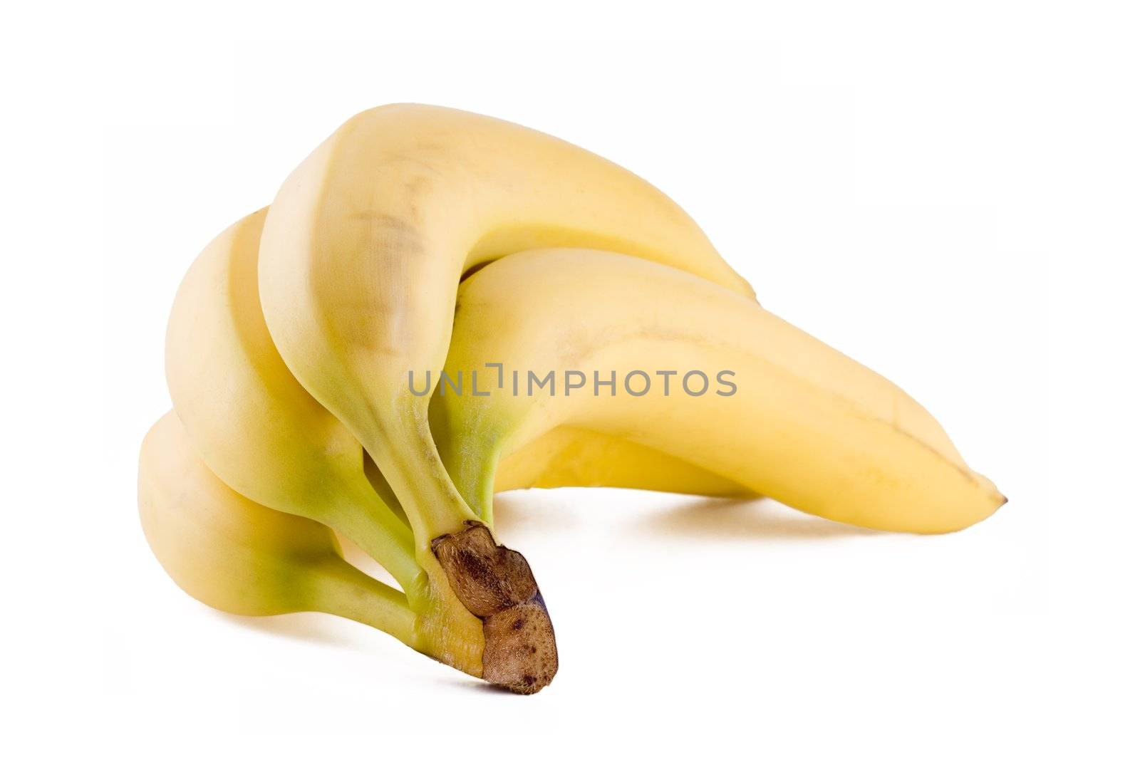 Bunch of fresh bananas, tropical fruits isolated on white