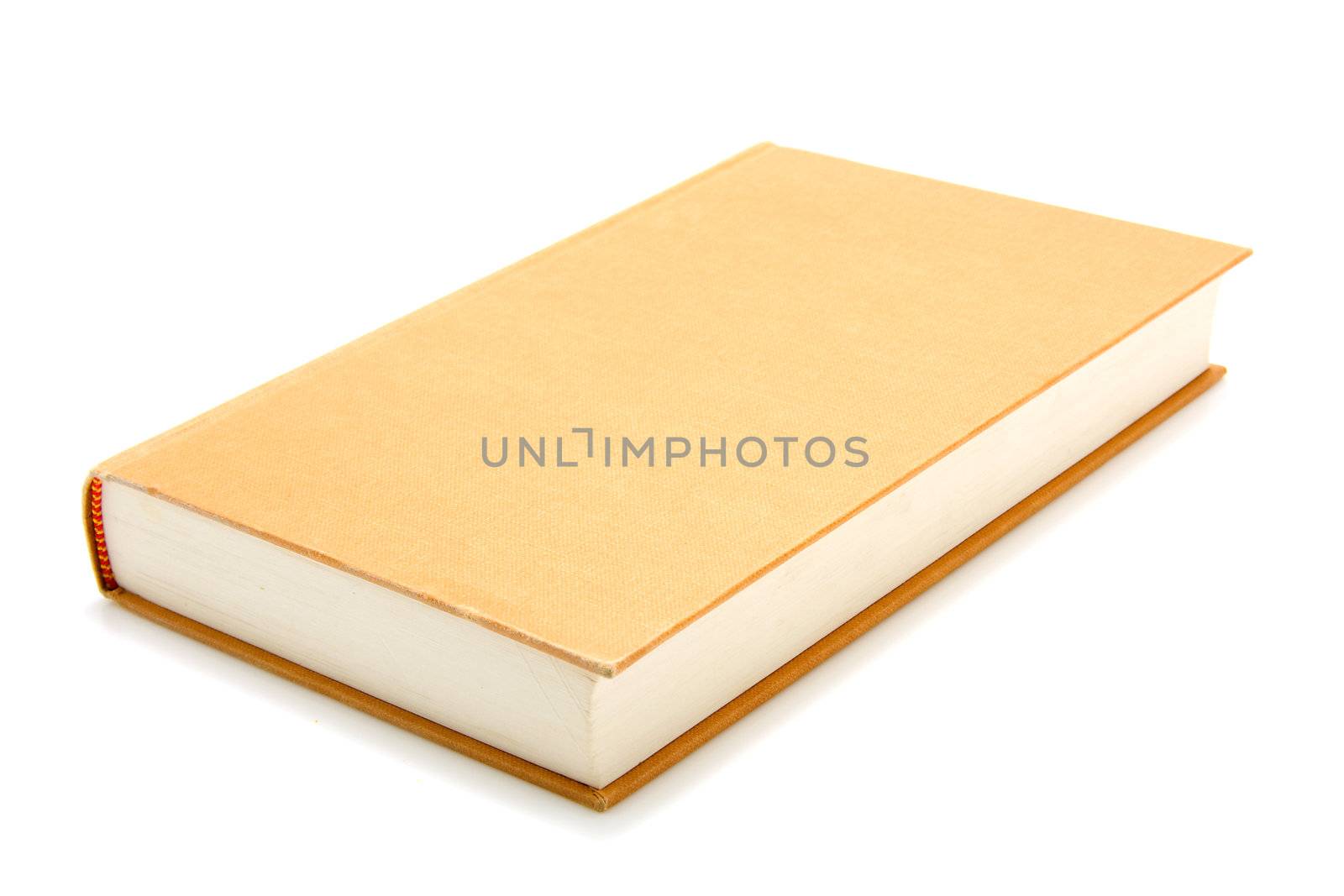 One brown book, you see the front with empty cover, isolated on white background
