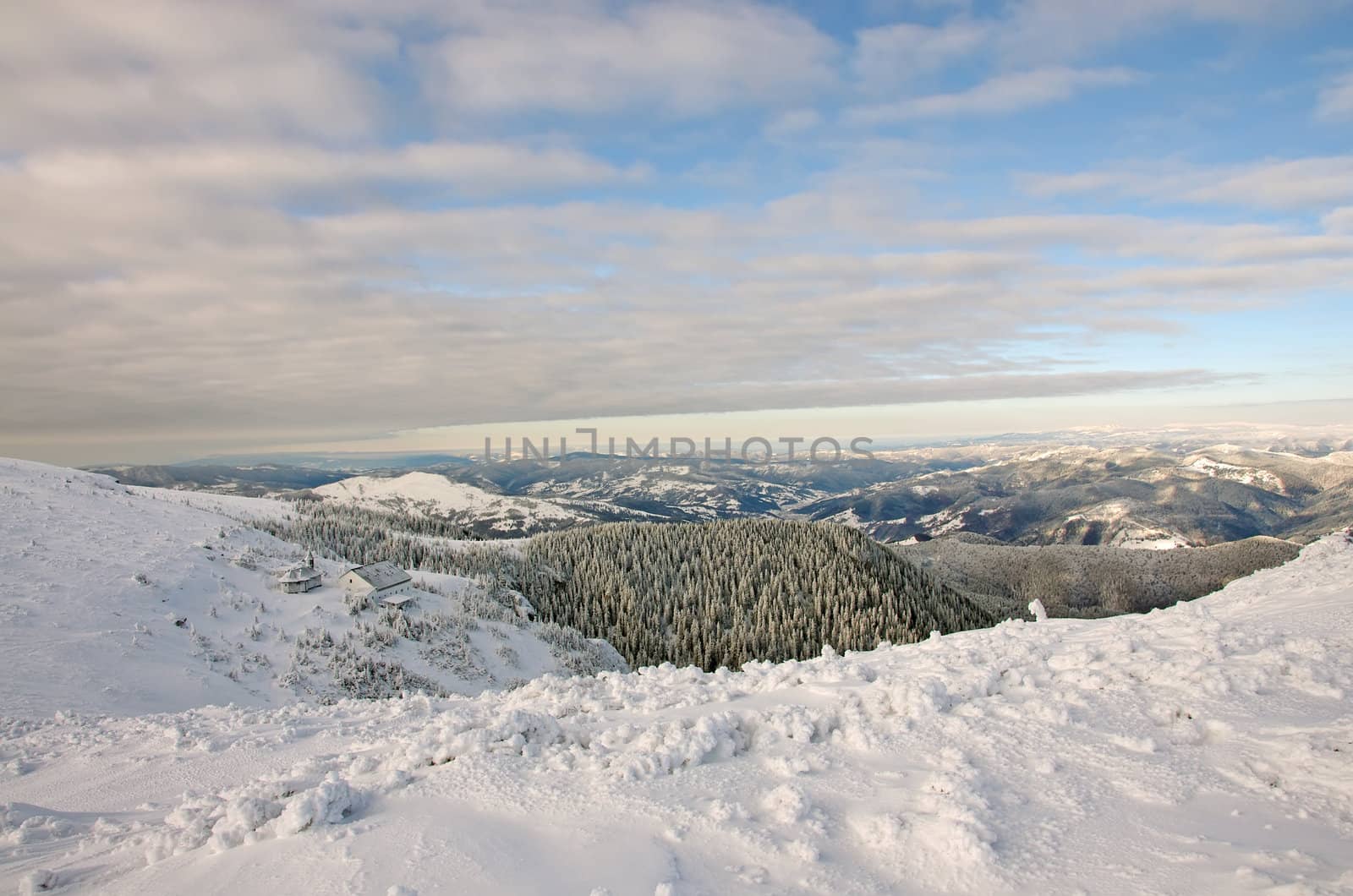 Winter in mountains, Ceahlau mountains in Romania