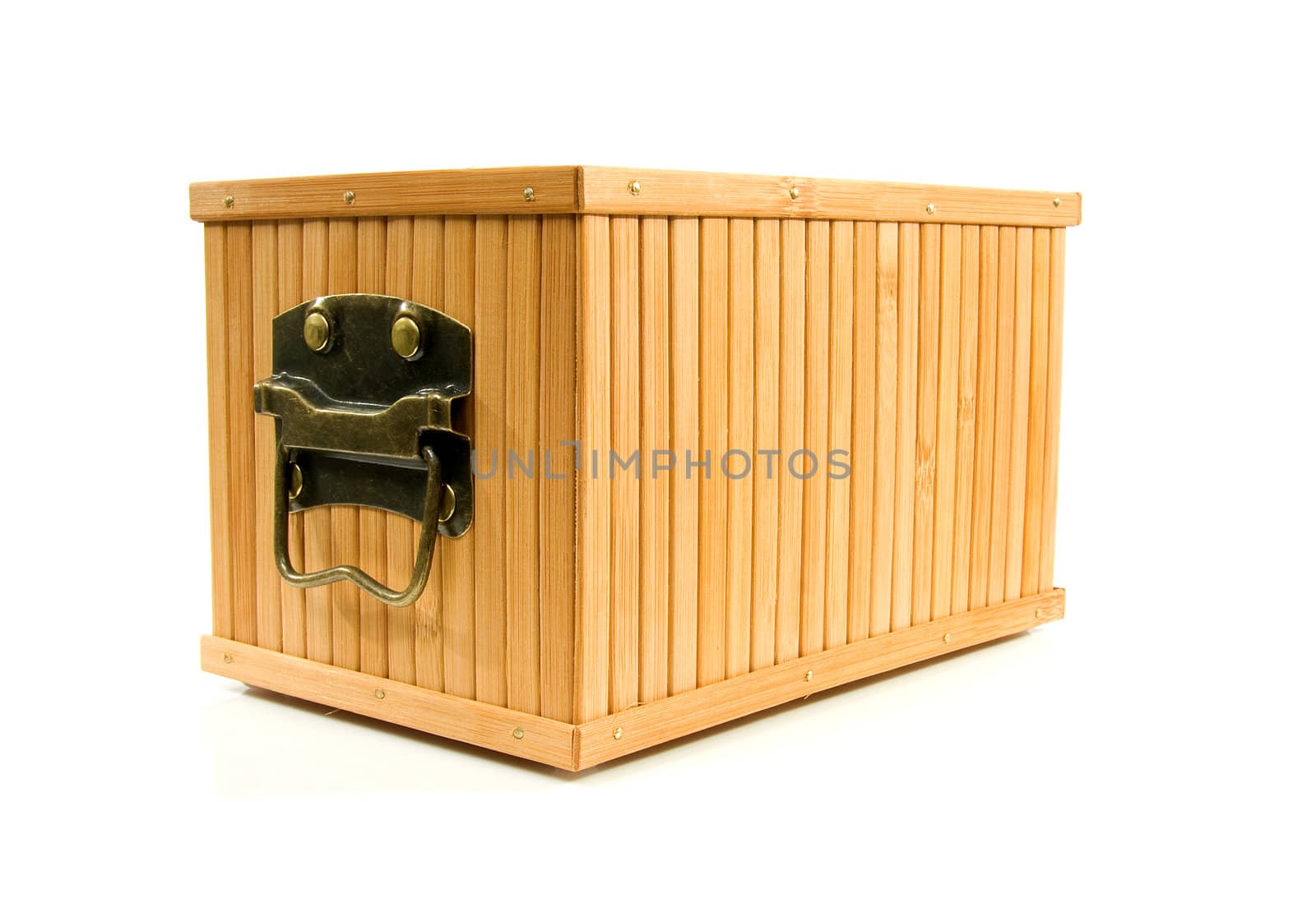 Empty wooden box isolated on white background