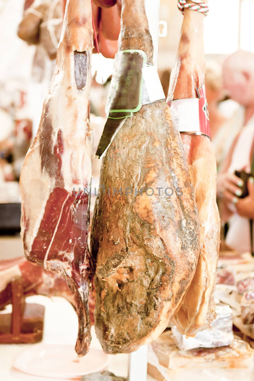 deliscious fresh parma serrano ham slices pork gourmet jamon on market