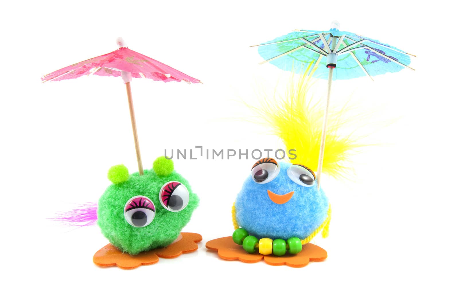 toy hand made by children over white background