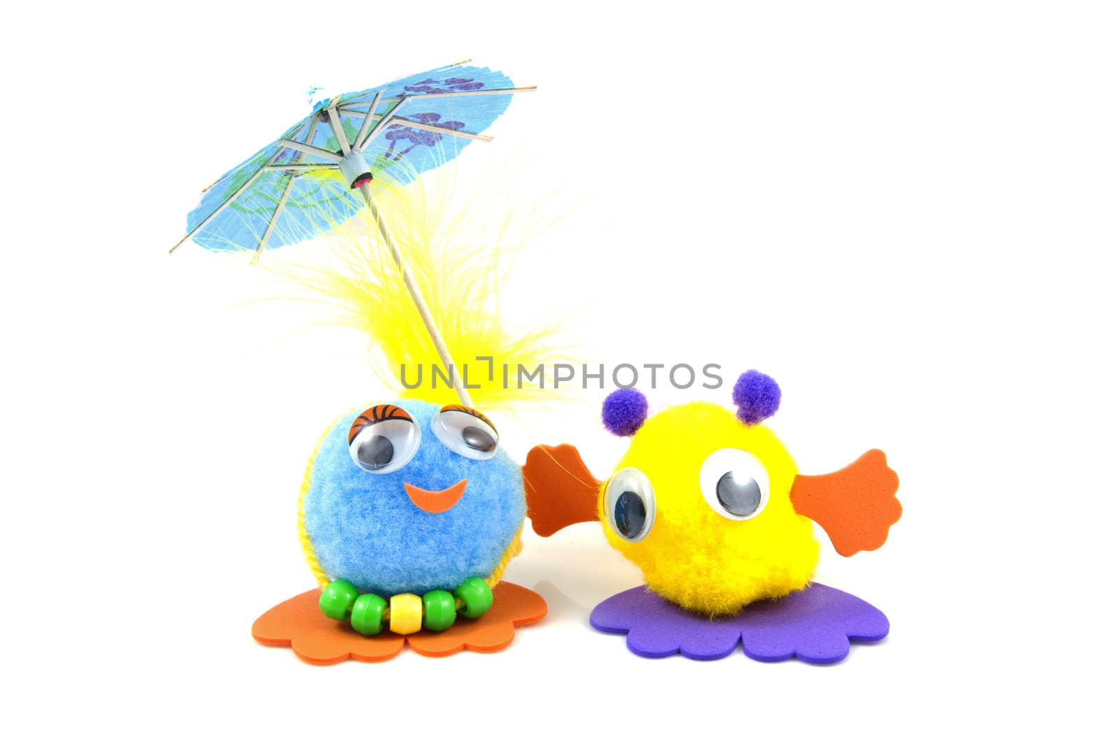 toy hand made by children over white background
