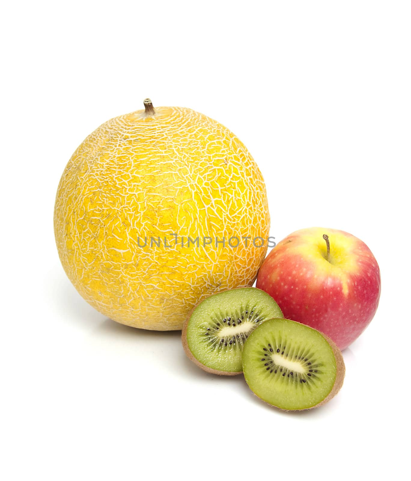 Fresh healthy fruits over white background