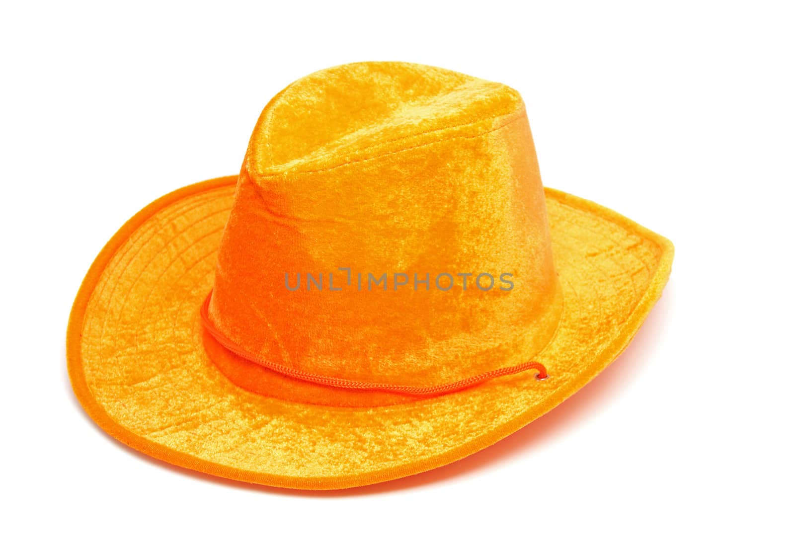 Orange western hat isolated on white background