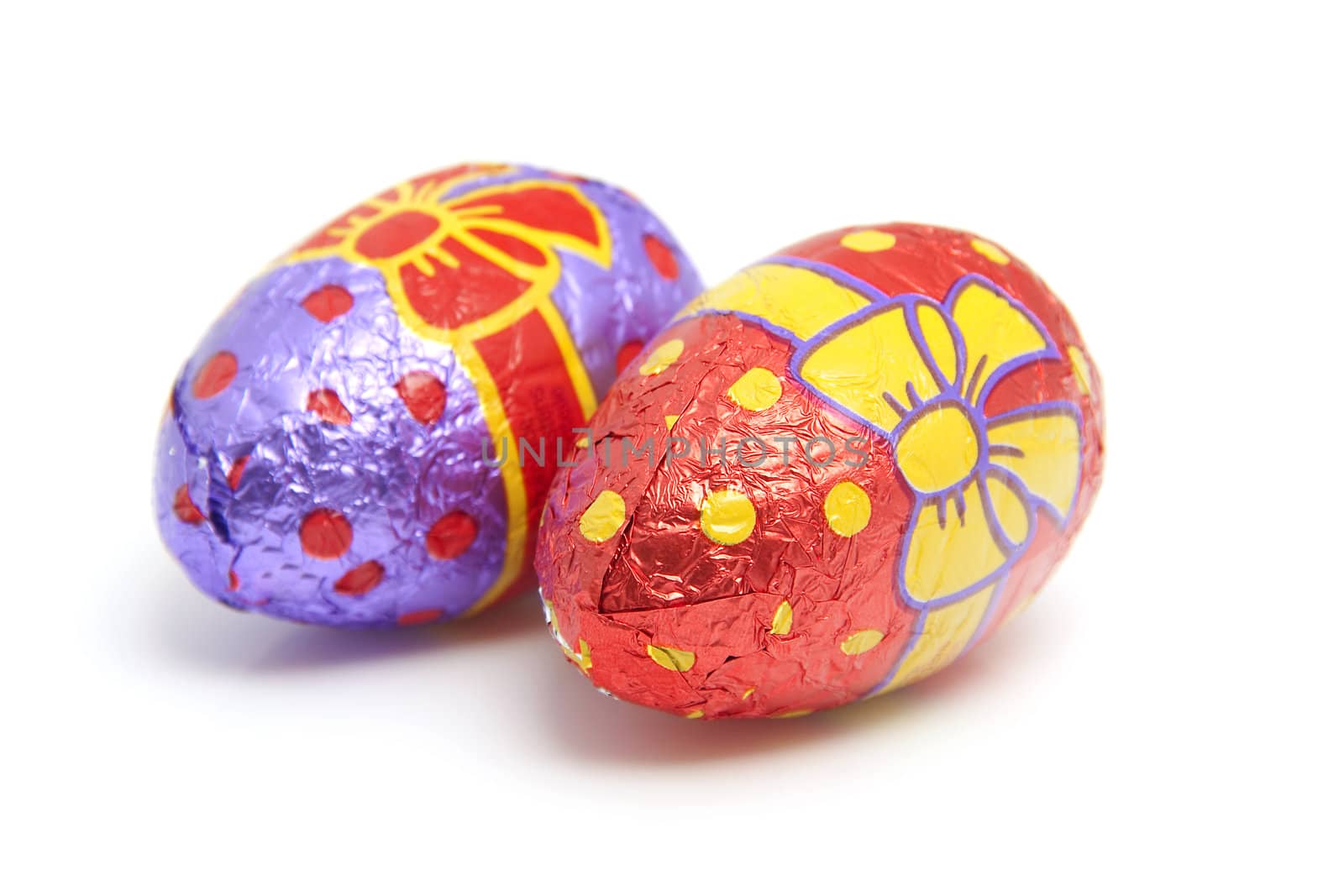 colorful chocolate easter eggs isolated on white background