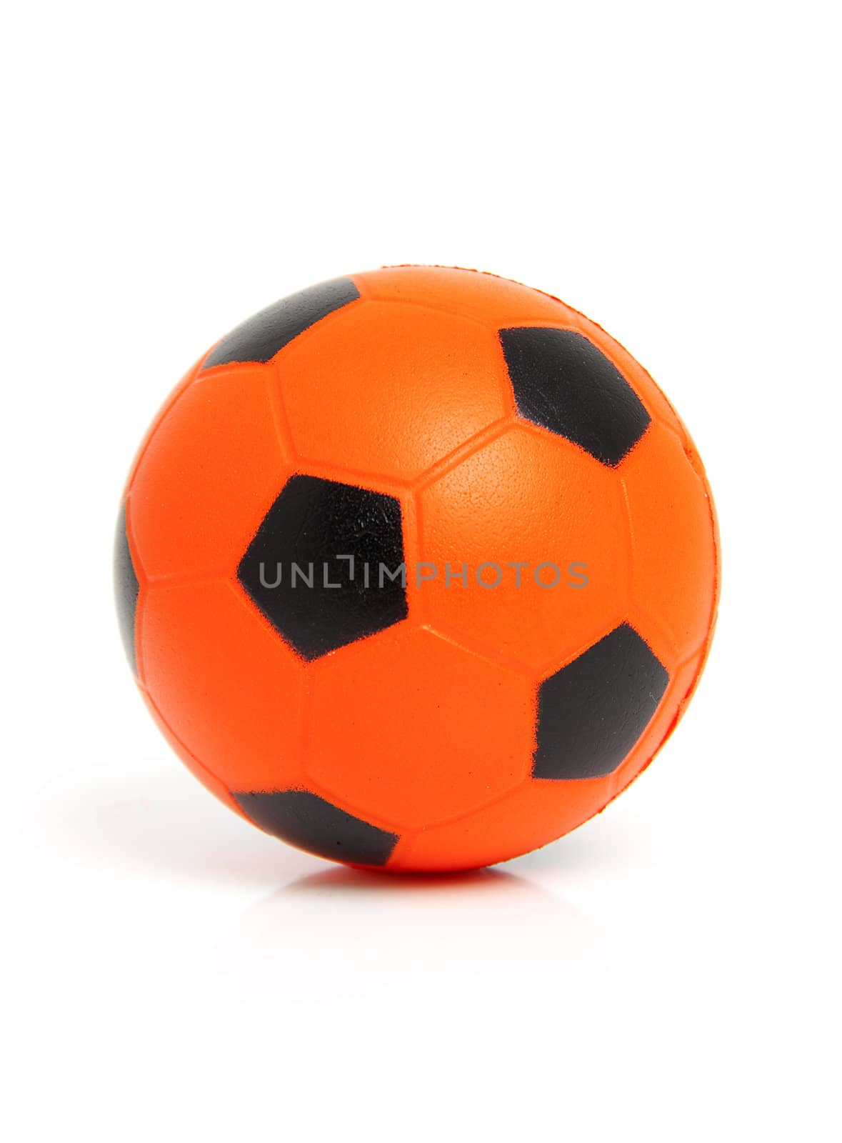 Orange soccer ball isolated on white background