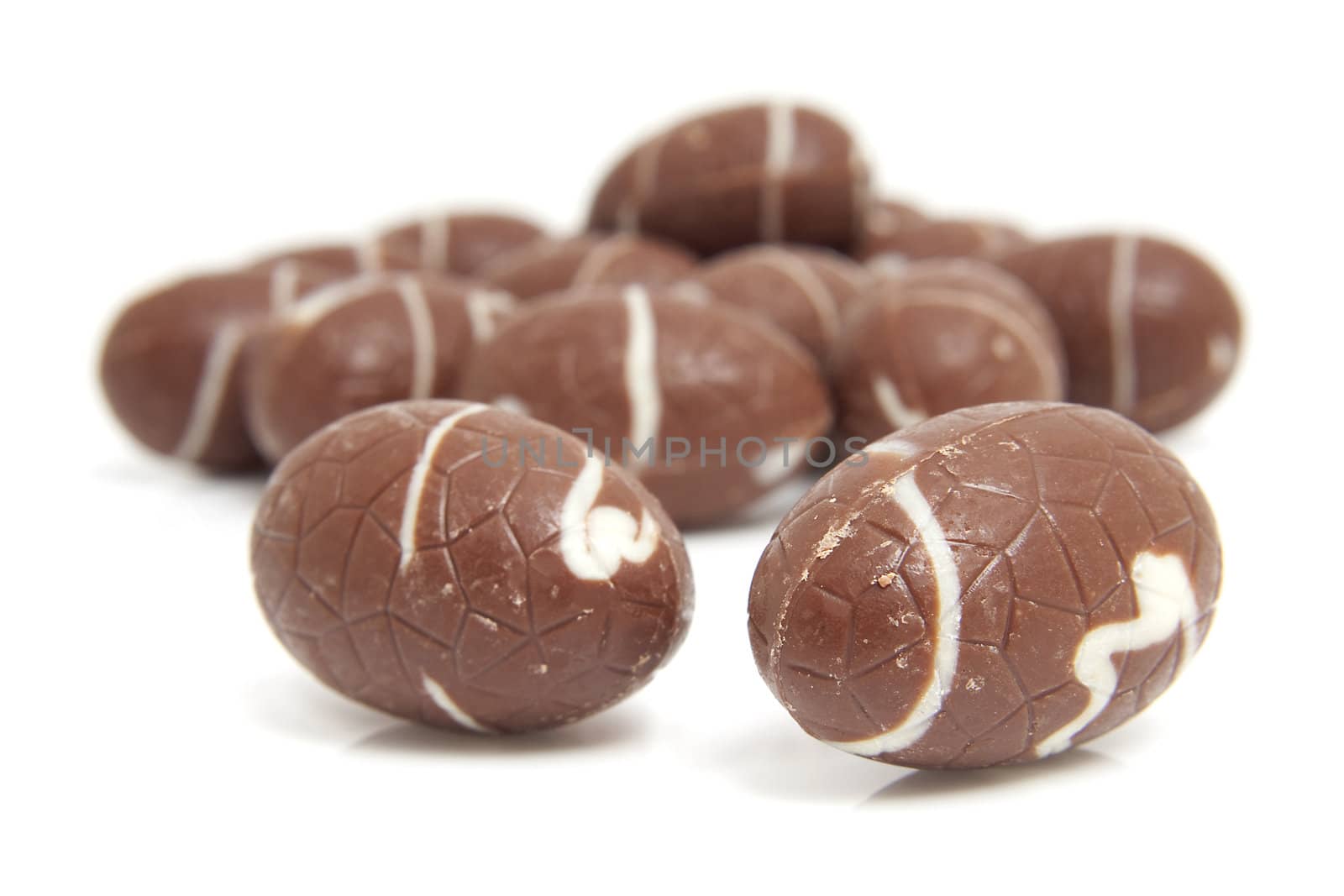 chocolate easter eggs isolated on white background