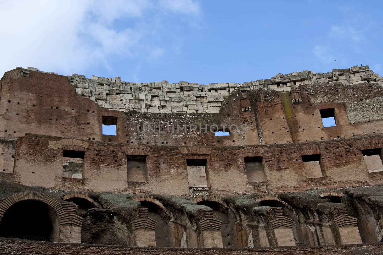 Inside view of the colosseum in Rome, Italy