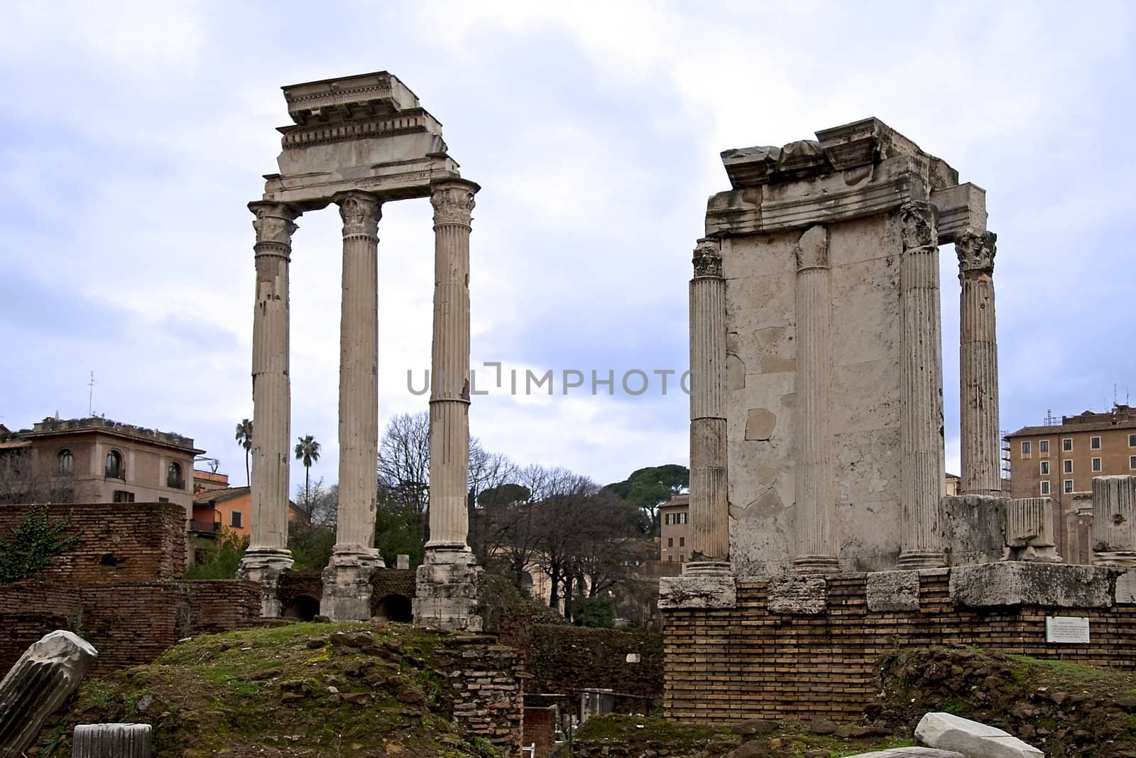 Foro Romano,Tempio dei Dioscuri in Rome Italy