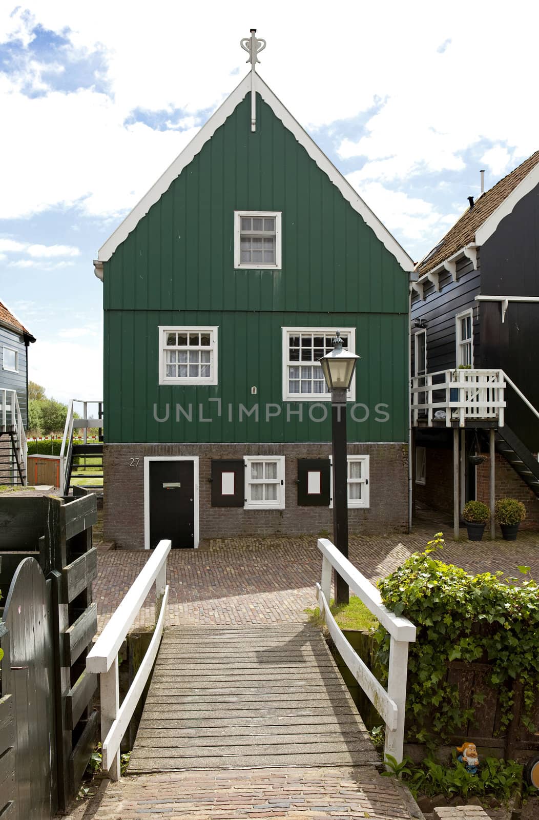 Typical Dutch houses in village Marken, Netherlands