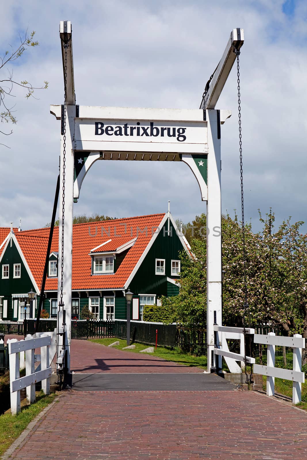 Beatrix bridge in the village Marken, the Netherlands