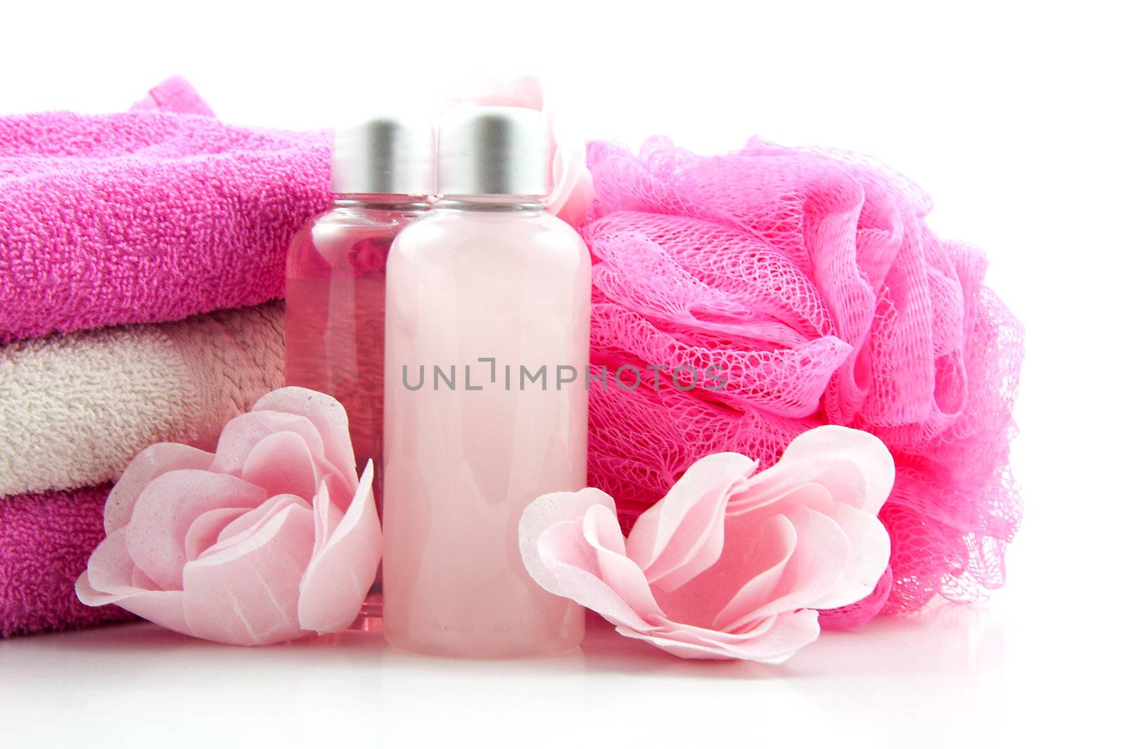 pink bath spa accessory over white background