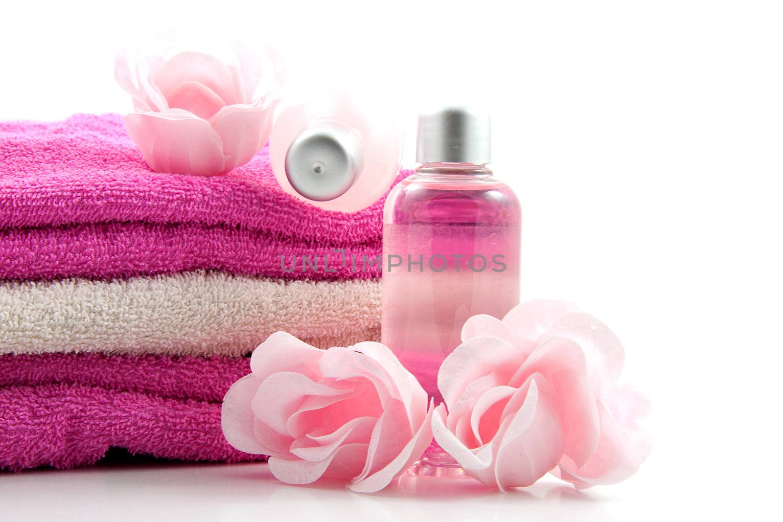 pink bath spa accessory over white background