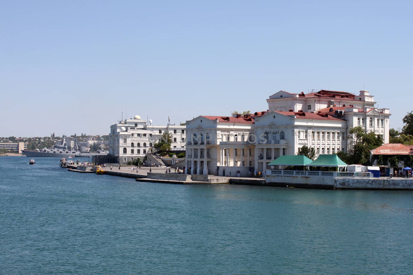 view on quay at bay of Sevastopol at summer