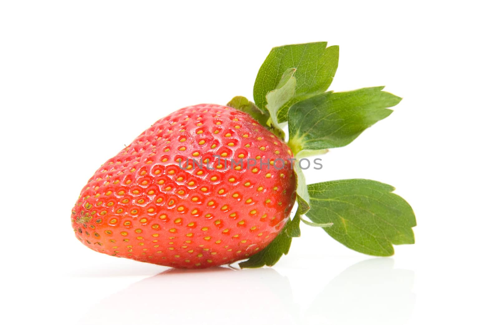 One fresh strawberry isolated on white background